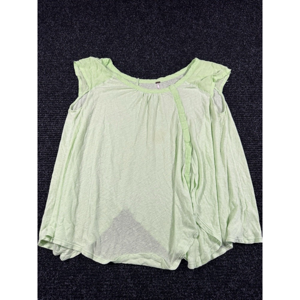 Free People We The Free Womens S Mint Green Linen Blend Cold Shoulder Boho Top